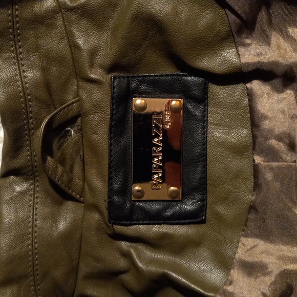 Paparazzi Leather Biker Jacket, Forest Green and Black - Picture 7 of 10